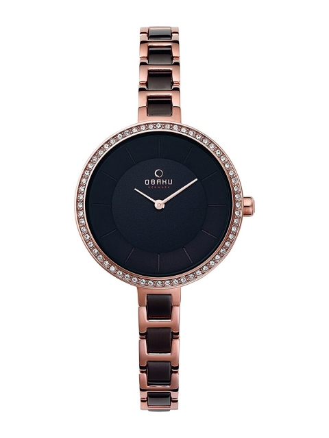 

Obaku Women Grey Brass Embellished Dial & Multicoloured Stainless Steel Bracelet Style Straps Analogue Watch
