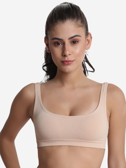 

JoE Hazel Women Beige Solid Non Padded Sports Bra
