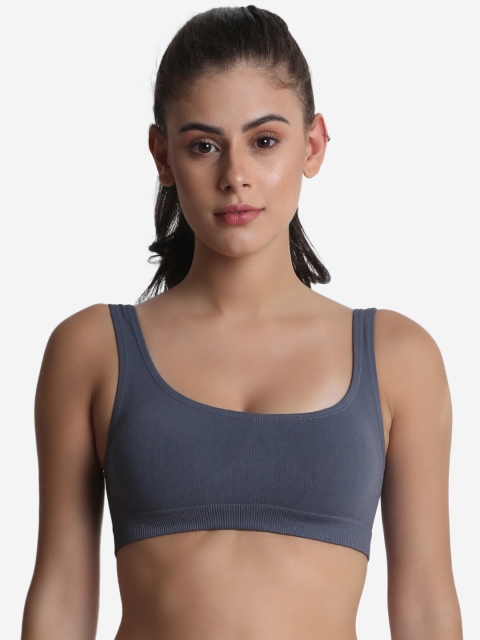 

JoE Hazel Grey Solid Non Padded Full Coverage Workout Bra JH-SB-GY_OS