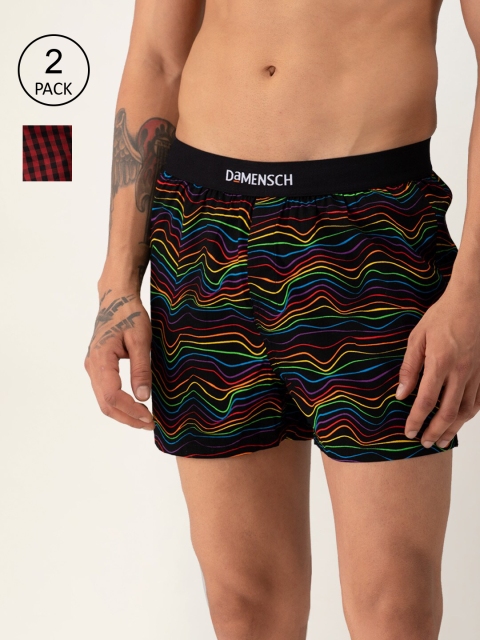 

DAMENSCH Men Pack of 2 Printed Ultralight Boxers, Maroon