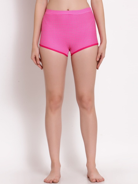 

CUKOO Women Pink & White Printed Comfort Fit High Waist Bikini Bottoms CK19-242