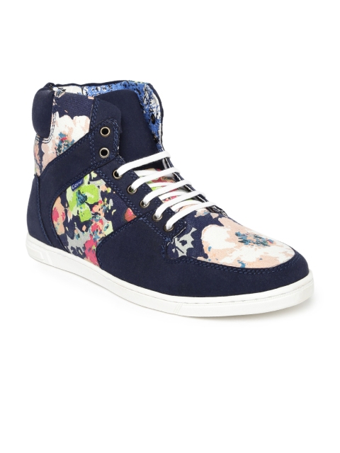 

Core Men Navy Blue Printed High-Top Sneakers