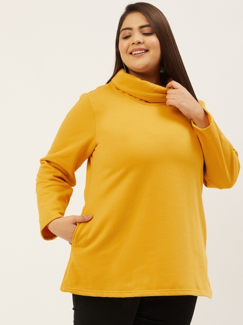 

Revolution Mustard Yellow Solid Turtle Neck Top