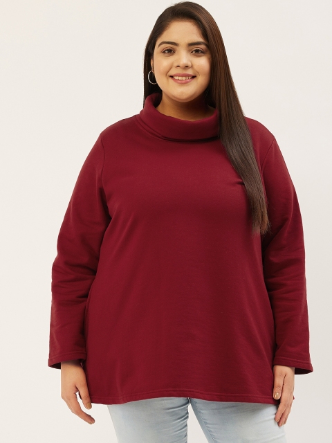 

Revolution Maroon Solid Turtle Neck Top