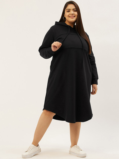 

Revolution Black Solid Hooded Jumper Dress