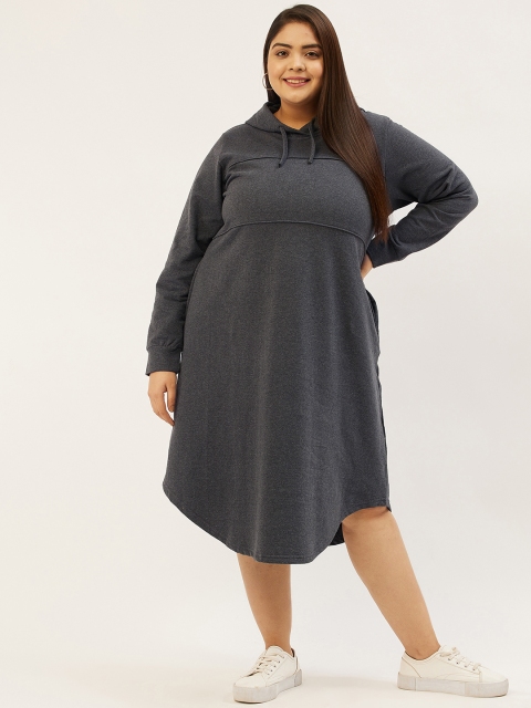 

Revolution Charcoal Grey Solid Hooded Jumper Dress