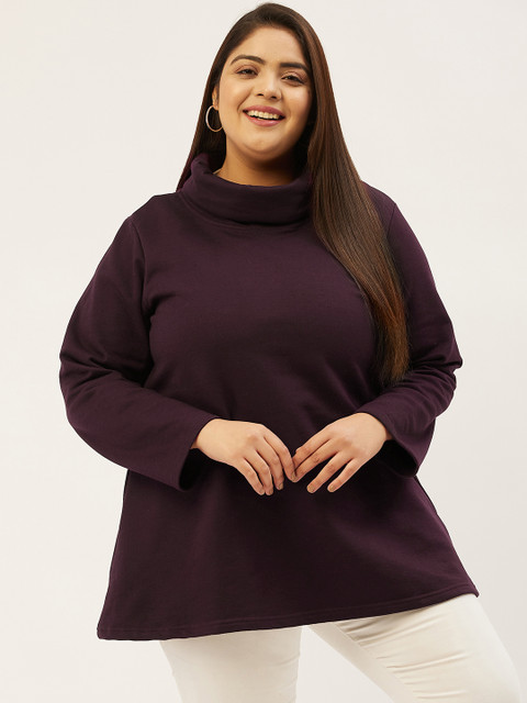 

Revolution Purple Solid Turtle Neck Top