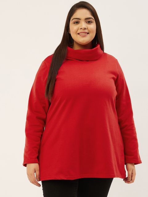 

Revolution Red Solid Turtle Neck Top