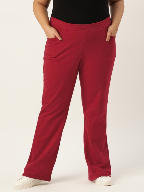 

Revolution Women Maroon Relaxed High-Rise Trousers