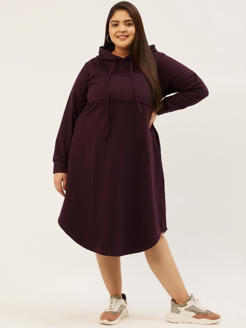

Revolution Purple Solid Hooded Jumper Dress