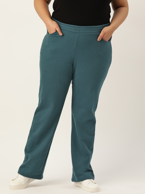 

Revolution Women Teal Blue Relaxed High-Rise Trousers