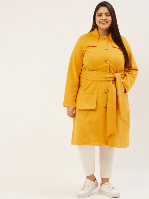 

Revolution Women Mustard Yellow Solid Longline Duster Jacket