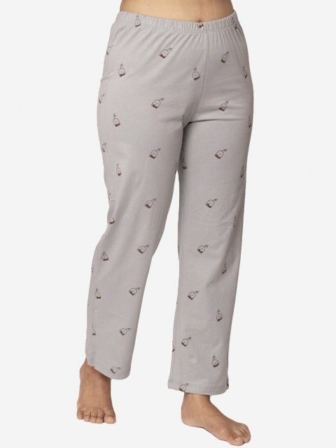 

Soxytoes Women Grey Printed Cotton Lounge Pants