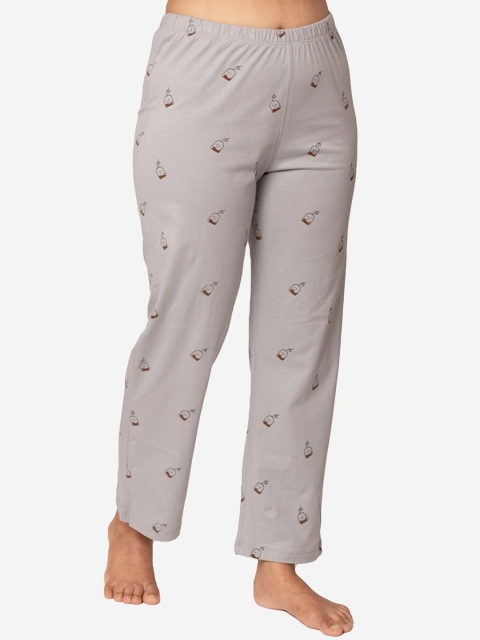 

Soxytoes Women Grey Printed Pure Cotton Lounge Pants