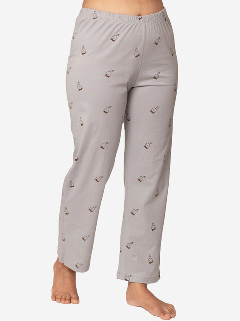 

Soxytoes Women Grey Printed Pure Cotton Lounge Pants