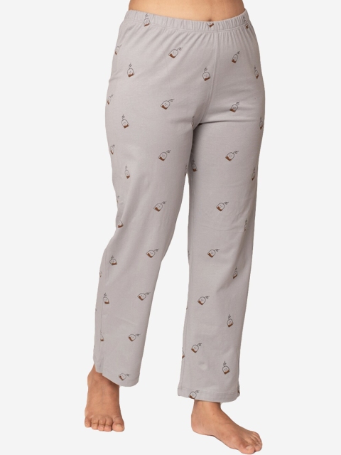 

Soxytoes Women Grey Printed Cotton Lounge Pants