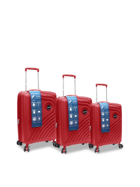 

F Gear Set Of 3 Red Solid Expandable Hard-Sided Trolley Suitcases