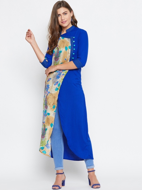 

TULIP 21 Women Blue Printed Thread Work Asymmetric Kurta