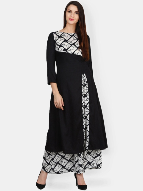 

TULIP 21 Women Black Yoke Design Thread Work Quirky Kurta