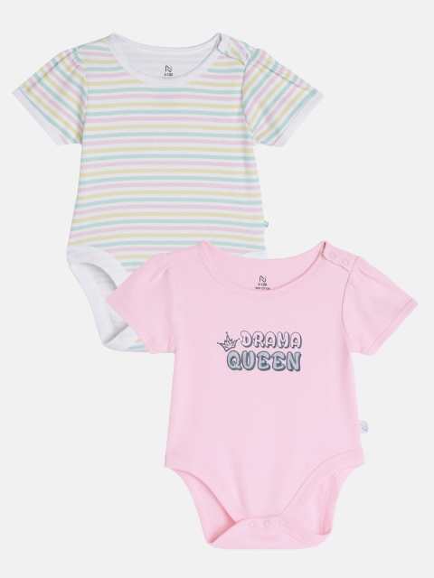 

Nejo Infant Girls Pack of 2 Pure Cotton Knit Bodysuits, White