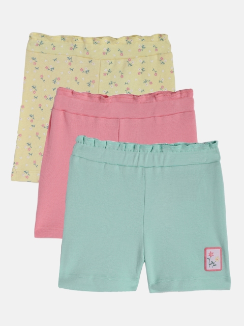 

Nejo Infant Girls Pack of 3 Pure Cotton Loose Fit Regular Shorts, Yellow