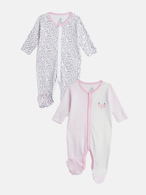 

Nejo Infant Girls Pack Of 2 Pure Cotton Sleepsuits, White