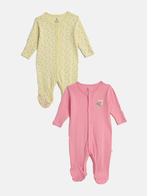

Nejo Infant Girls Pack Of 2 Pure Cotton Sleepsuits, Yellow