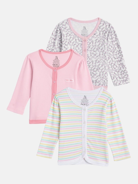 

Nejo Infant Girls Pack of 3 Pure Cotton Tops, Pink
