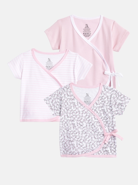 

Nejo Infant Girls Pack of 3 Pure Cotton Tops, Pink