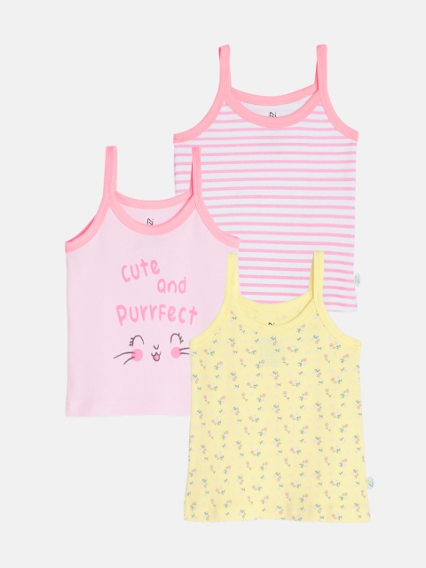 

Nejo Infant Girls Pack of 3 Pure Cotton Regular Tops, Pink