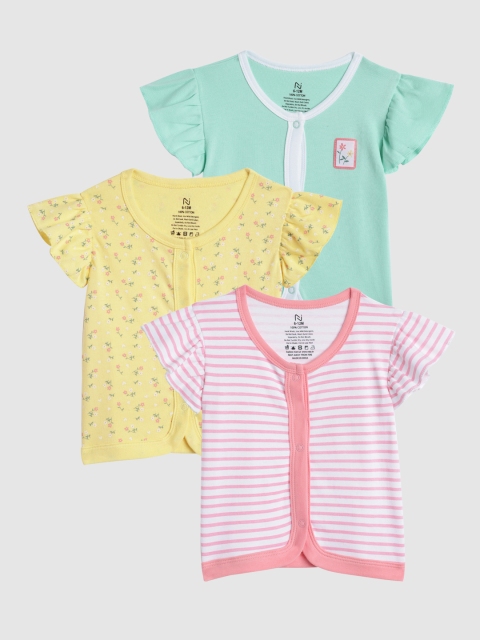 

Nejo Infant Girls Pack of 3 Pure Cotton Tops, Pink