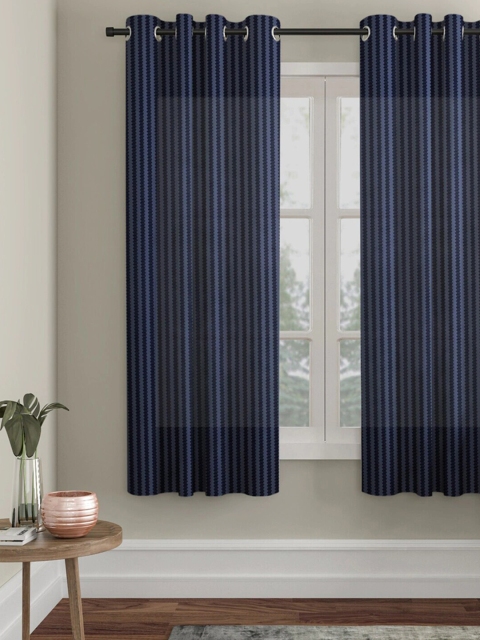 

Molly & Michel Blue Set of 2 Striped Window Curtains