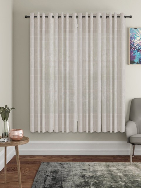 

Molly & Michel Off White Set of 4 Floral Window Curtain