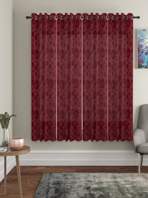 

Molly & Michel Maroon Set of 4 Window Curtain