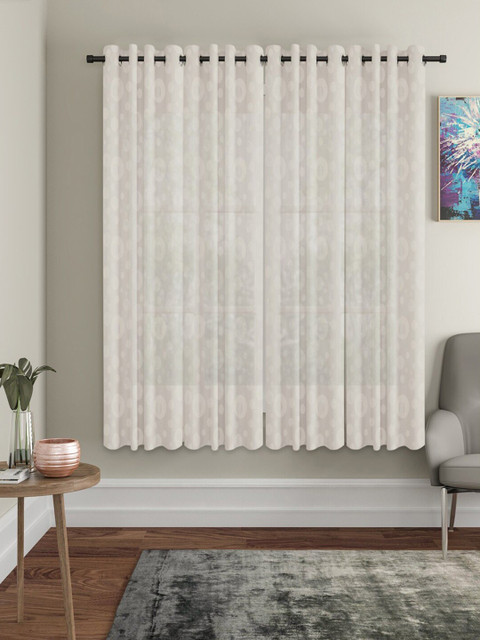 

Molly & Michel Off White Self Design Set of 4 Window Curtain