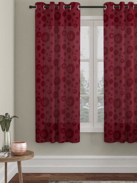 

Molly & Michel Maroon Self Design Window Curtain