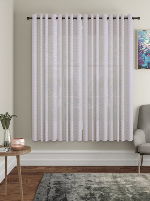 

Molly & Michel White Set of 4 Geometric Window Curtain