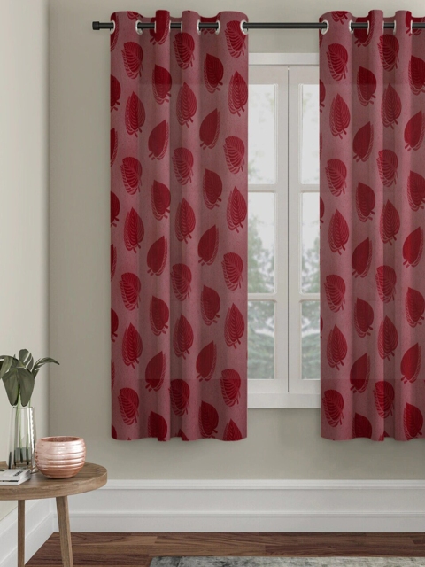 

Molly & Michel Maroon Printed Window Curtain