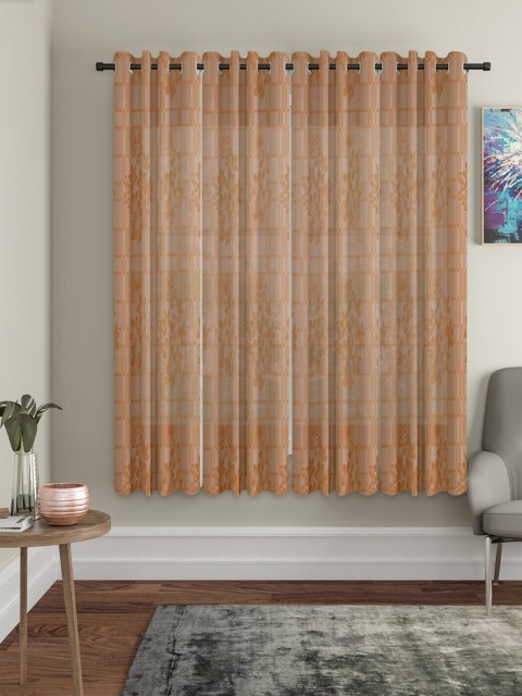 

Molly & Michel Beige Set of 4 Floral Window Curtain