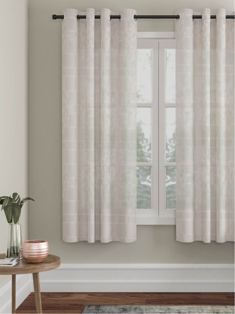 

Molly & Michel Pack Of 2 Off White Geometric Woven design Window Curtains