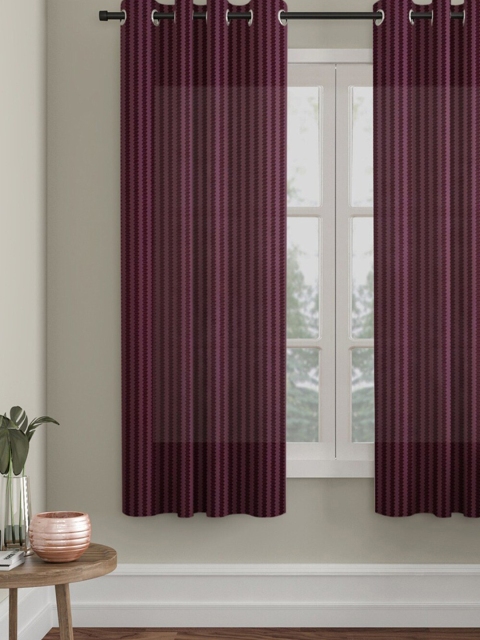 

Molly & Michel Purple Set of 2 Striped Window Curtain