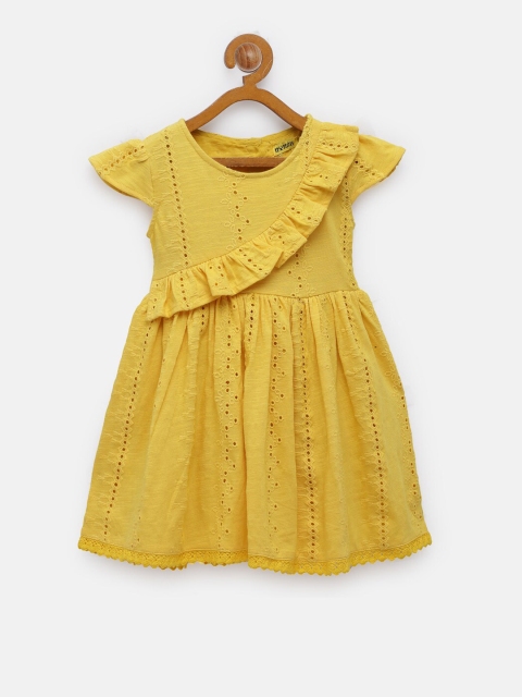 

NYNSH Girls Yellow Schiffli Cotton Dress