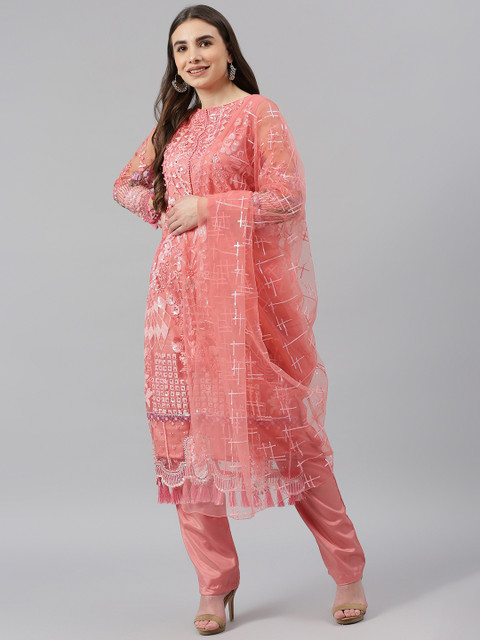 

Readiprint Fashions Peach-Coloured Embroidered Unstitched Dress Material
