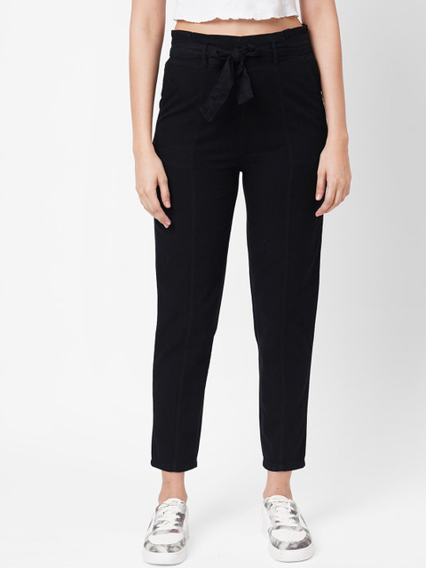 

Kraus Jeans Women Black Loose Fit High-Rise Trousers
