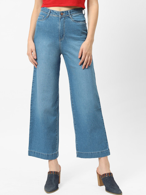 

Kraus Jeans Women Blue Wide Leg High-Rise Light Fade Jeans