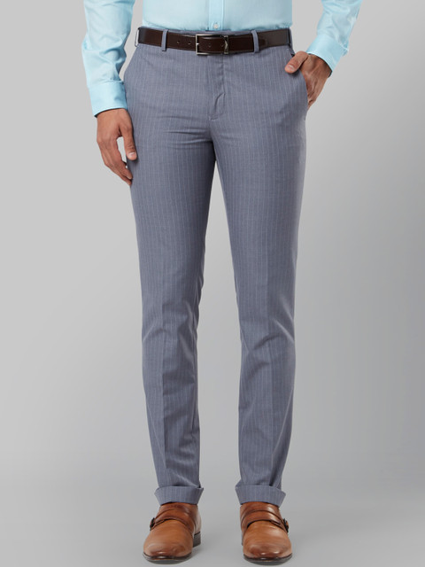 

Raymond Men Blue Striped Slim Fit Formal Trousers