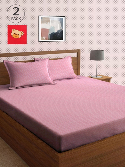 

KLOTTHE Pack Of 2 210 TC Cotton 2 King Bedsheet with 4 Pillow Covers, Multi