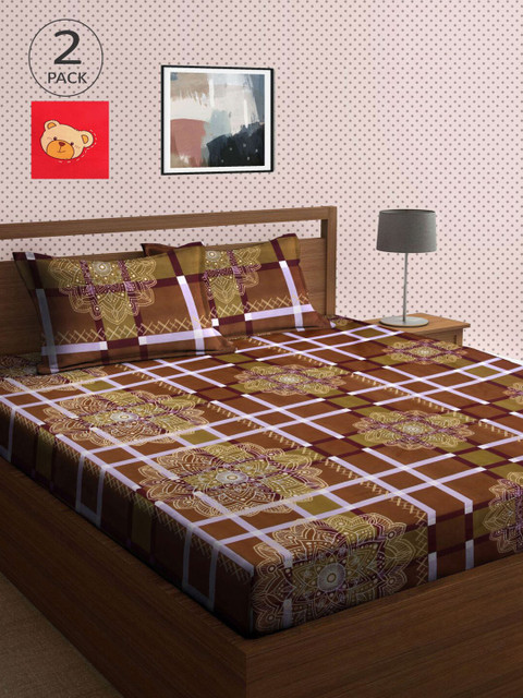 

KLOTTHE Multicoloured Printed 210 TC 2 King Bedsheet with 4 Pillow Covers, Multi