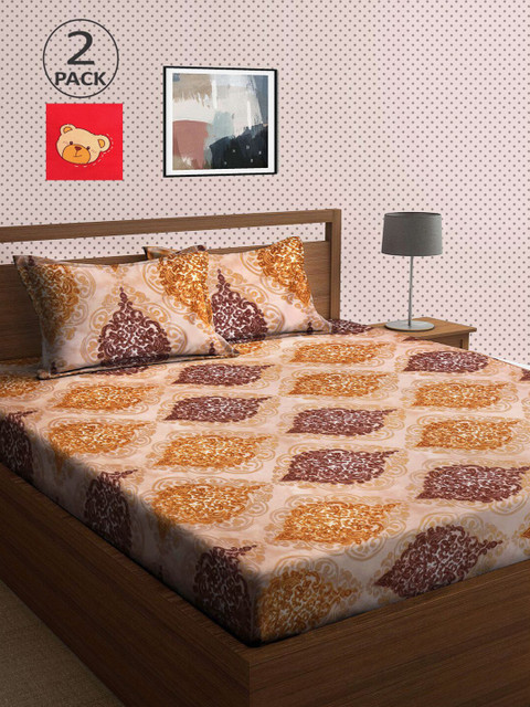 

KLOTTHE Red & Mauve 210 TC 2 King Bedsheet with 4 Pillow Covers
