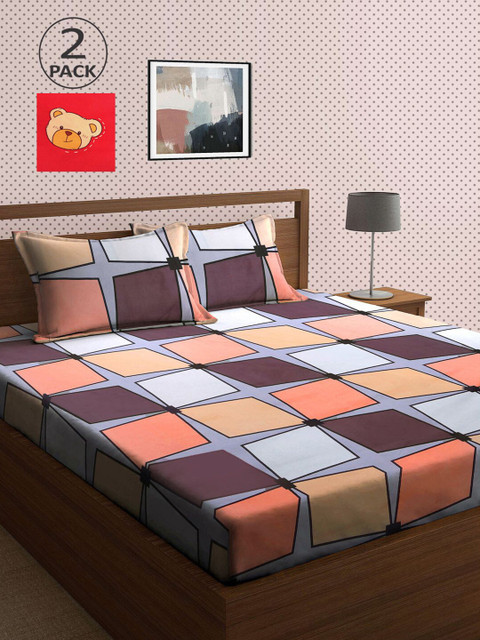 

KLOTTHE Multicoloured Printed 210 TC 2 King Bedsheet with 4 Pillow Covers, Multi